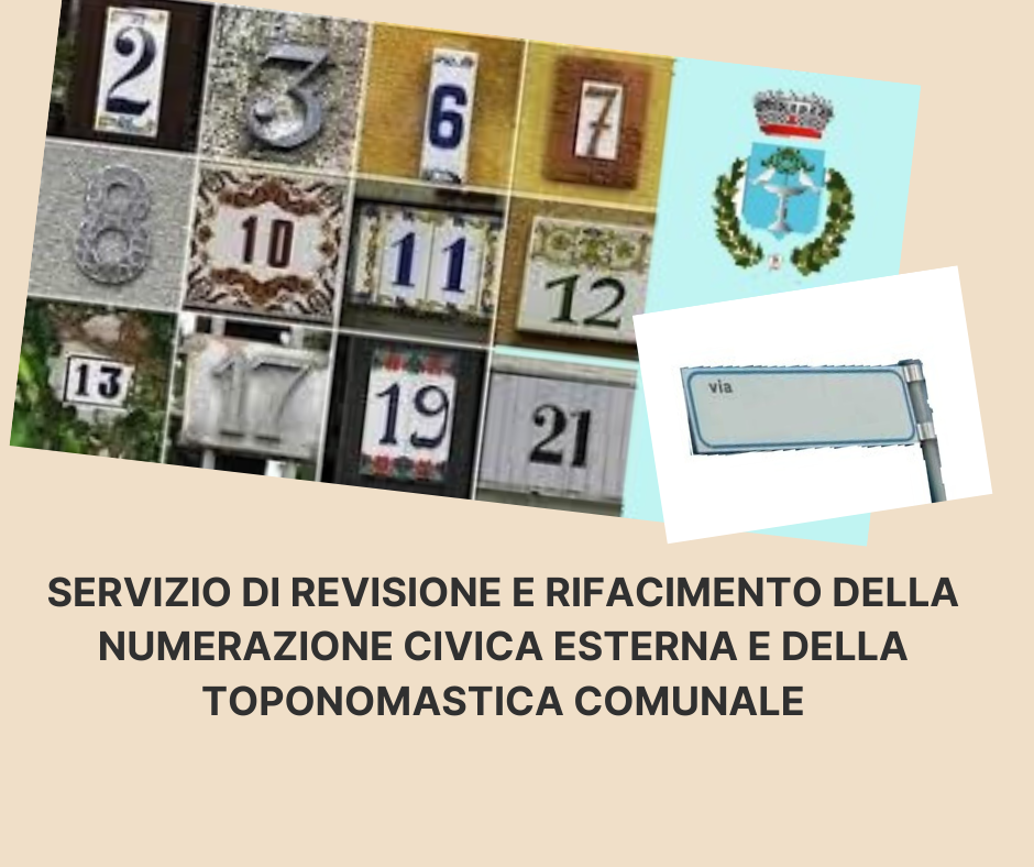 Servizio di revisione e rifacimento della numerazione civica esterna e della toponomastica comunale